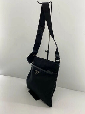 Prada Leather Messenger Bag Black Crossbody Saffiano Black